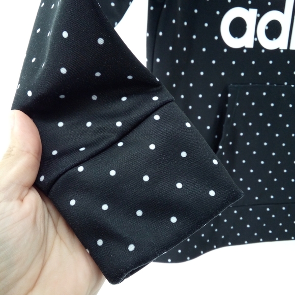 adidas Black White Polks Dot Hoodie Kangaroo Pocket 2020 Collection M 10/12 - Picture 7 of 11